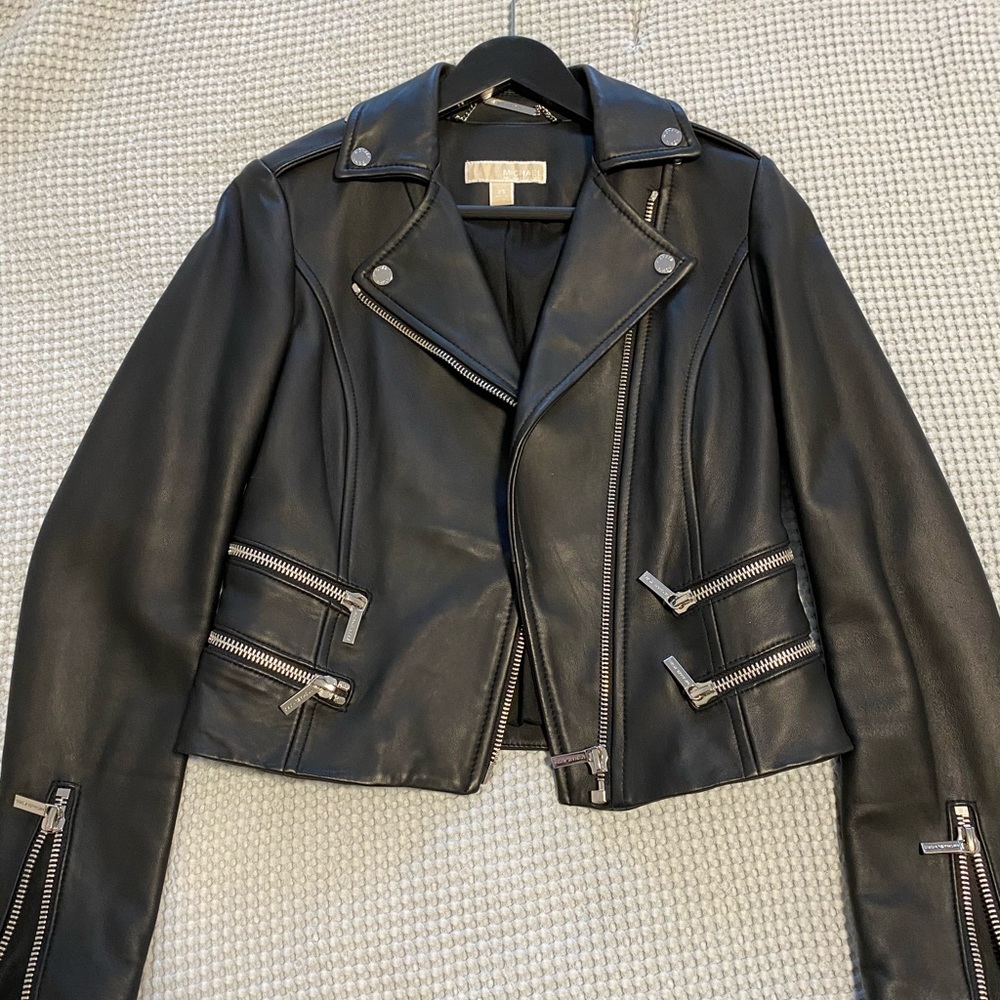 Michael Kors Lamb Leather Moto Jacket